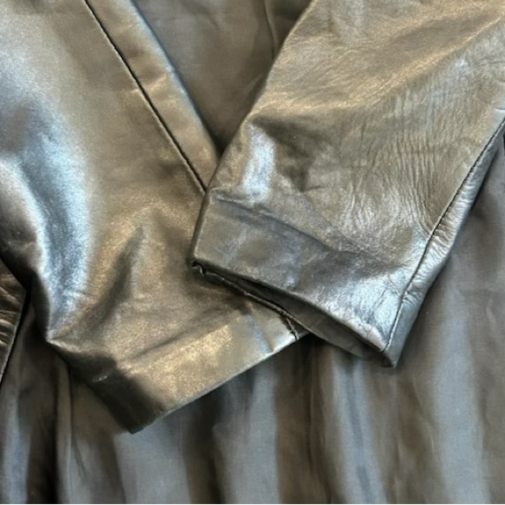 DANIER Black Genuine Leather Button Up Jacket. Size L - Picture 6 of 11